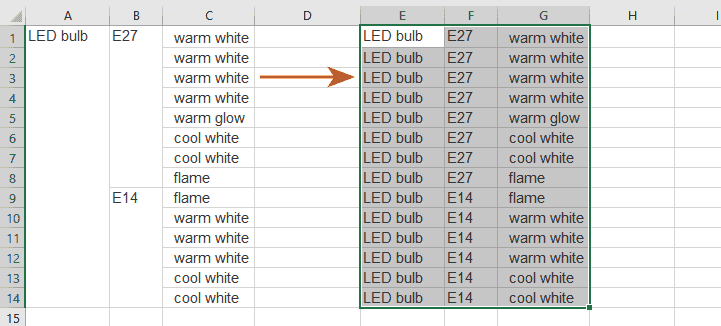 How to fill blank cells and unmerge cells in a table