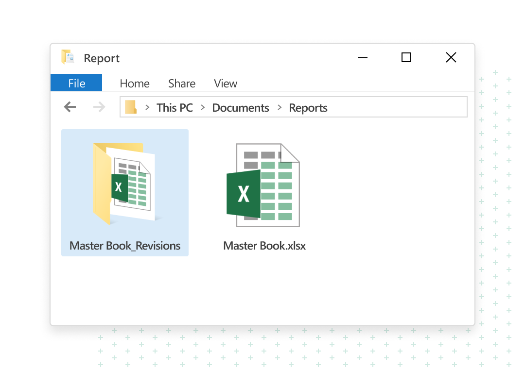 Local git repository with spreadsheet versions closeup