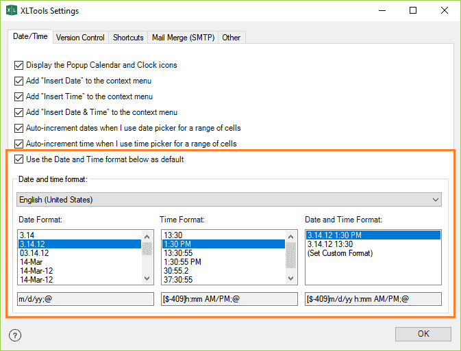 Set custom date format for the Popup Calendar