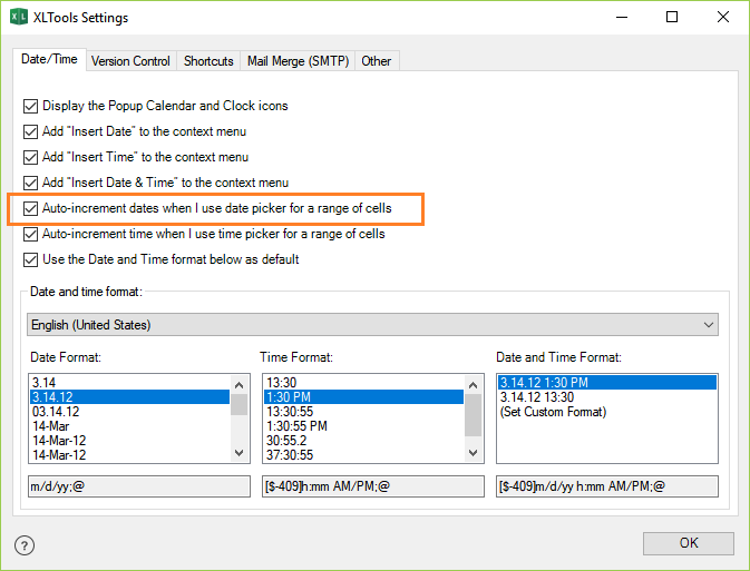 Insert consecutive dates from the Popup Calendar