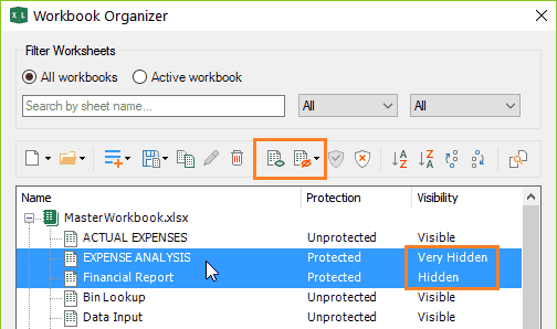 Hide or unhide multiple worksheets