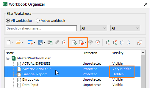 Hide or unhide multiple worksheets
