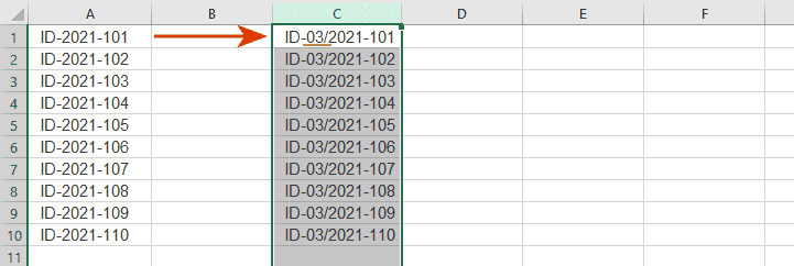 See result: the substring is added before or after specific text in cells