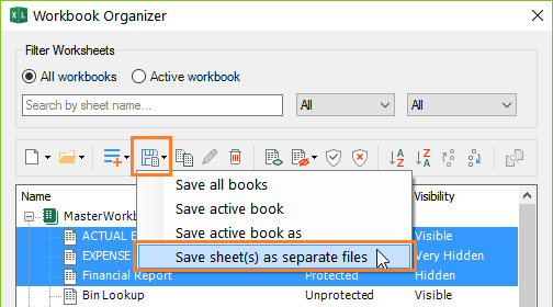 Save Excel worksheets as separate files