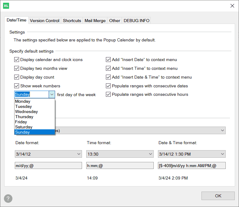 Set the embedded calendar options for other users to access it