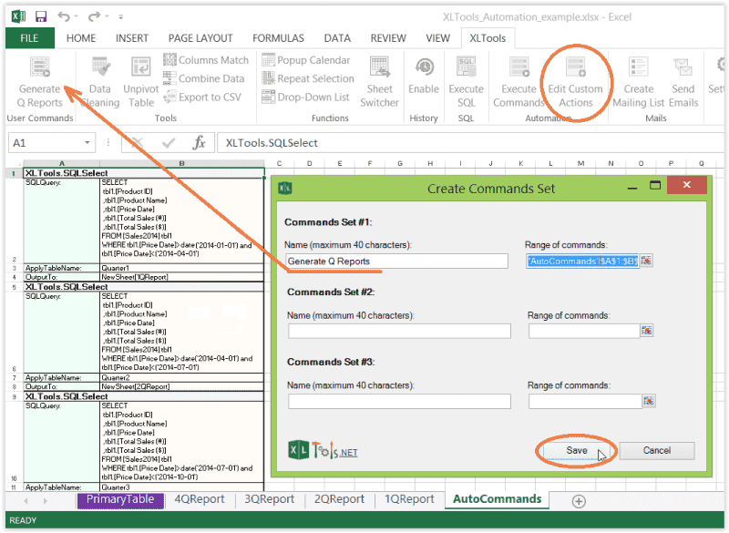 XLTools Automation: How to add custom buttons to Excel