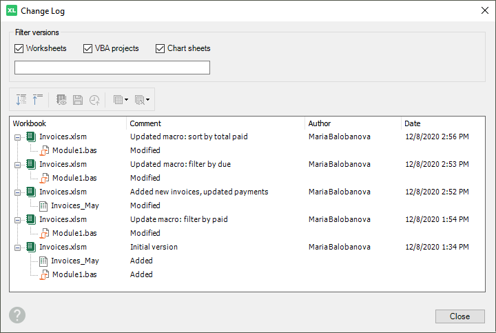 Version Control: how to navigate the Change Log