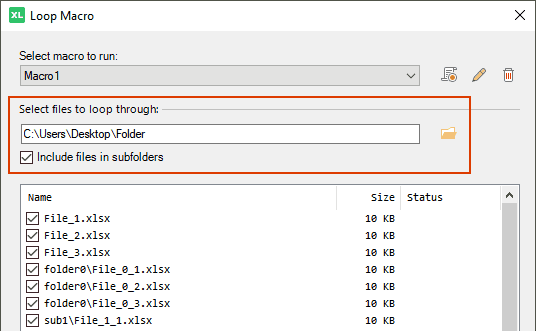 Select the workbooks to run the macro against