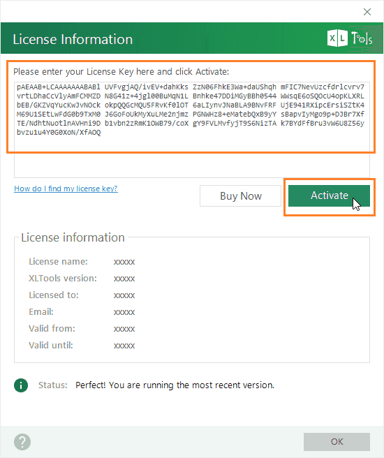 How to activate license for Excel user guide | XLTools