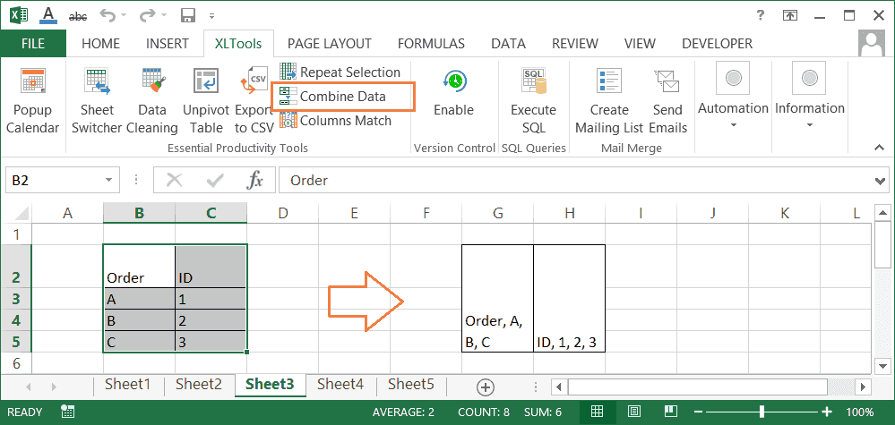 How to merge Excel rows column by column