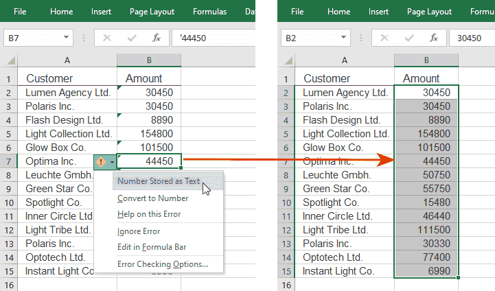 How to convert numbers stored as text to proper number format in Excel with XLTools add-in