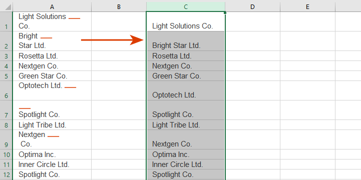 See result: all line breaks are removed