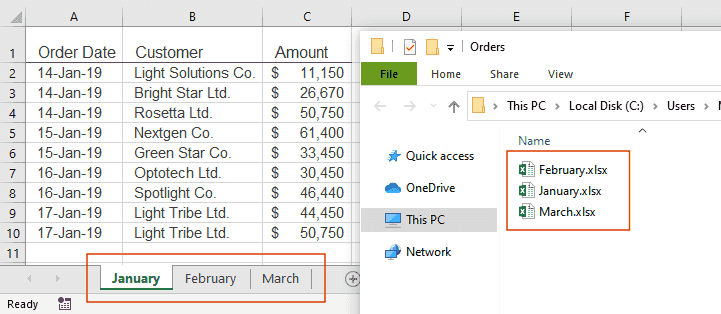 See result: all worksheets as saved as separate files