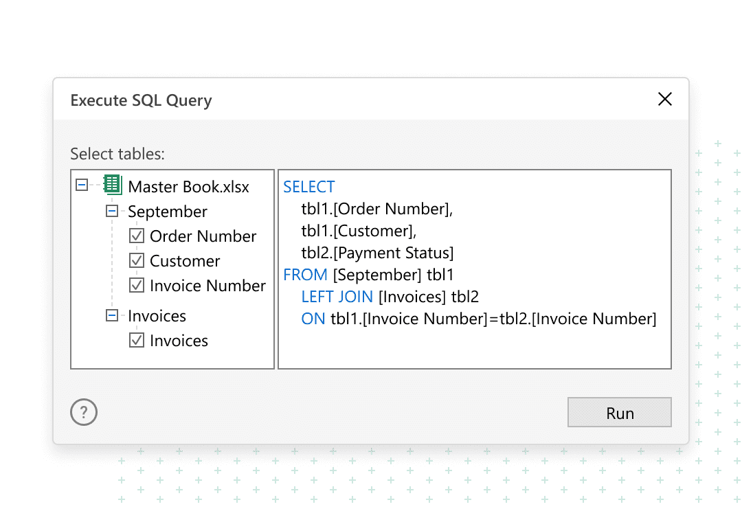 Run SQL Queries in Excel closeup