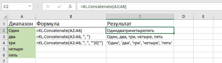 Как работать с функцией Concatenate для Excel: формула и результат