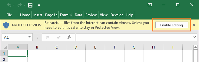 Enable editing macros received from the internet