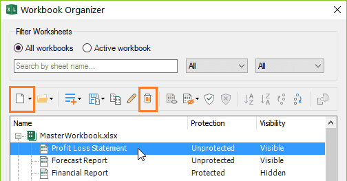 Create new or delete multiple worksheets