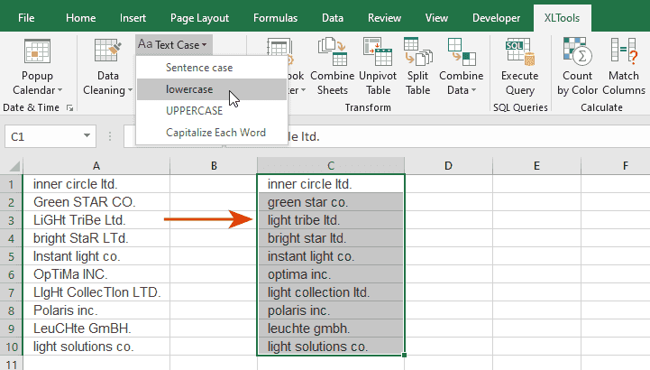 How to convert text in Excel to lowercase letters