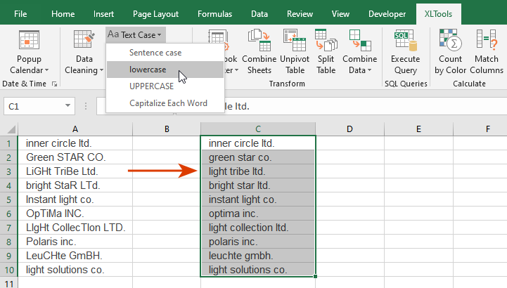 How to convert text in Excel to lowercase letters