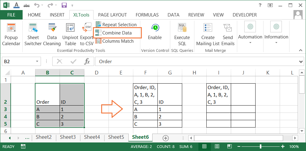 How to combine data into a single cell
