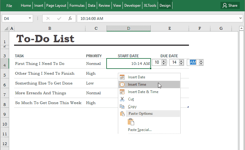 how to insert current date in excel 2010