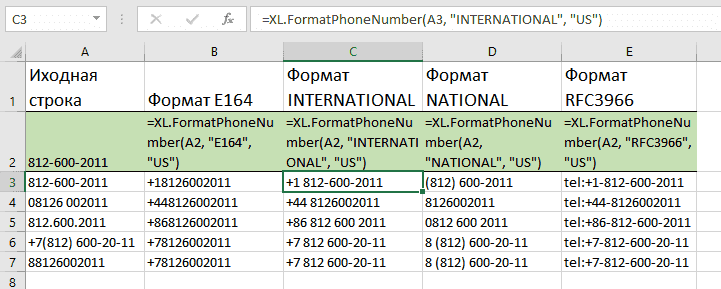 Как работать с функцией FormatPhoneNumber для Excel: формула и результат