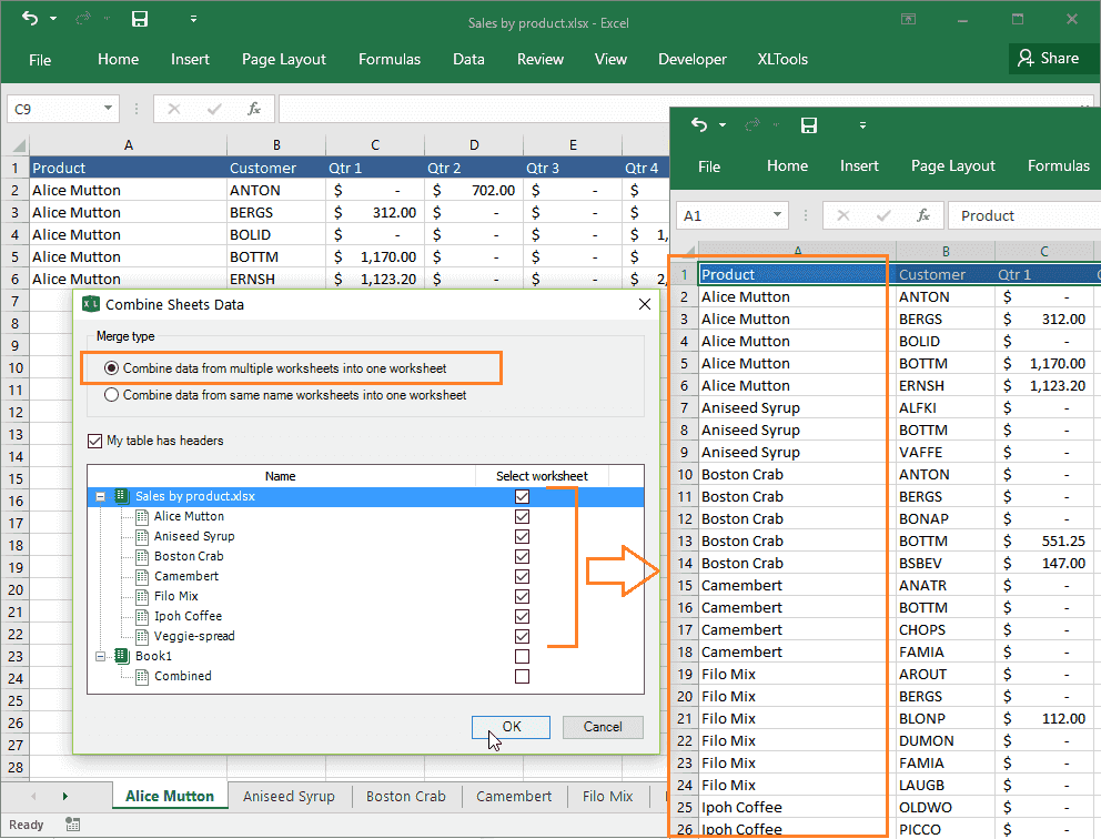 how to combine multiple excel worksheets into one user guide xltools