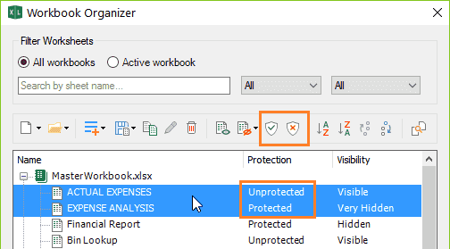 Protect and unprotect multiple Excel worksheets
