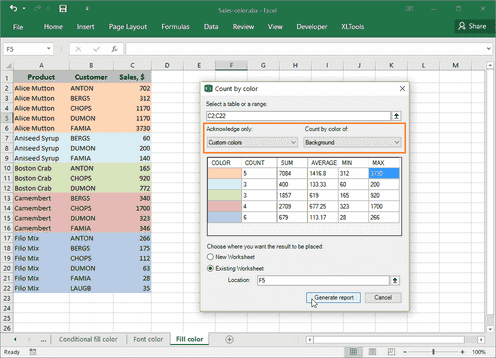 How to count by color in Excel: COUNT, SUM, AVERAGE based on cell or ...