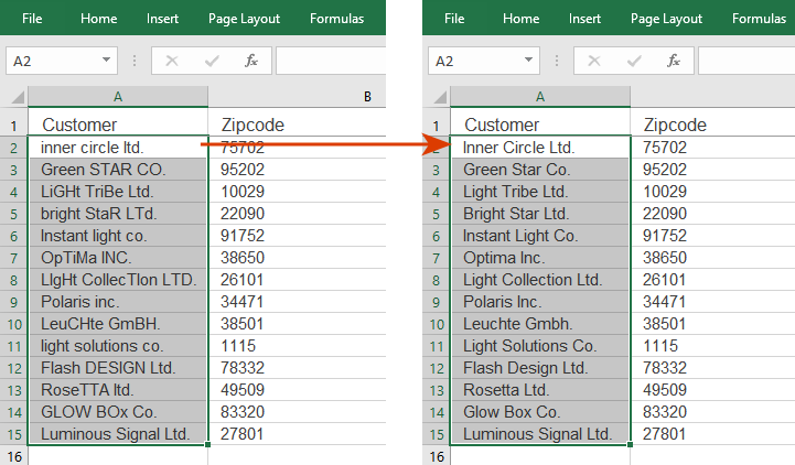 How to change text case in Excel with XLTools add-in
