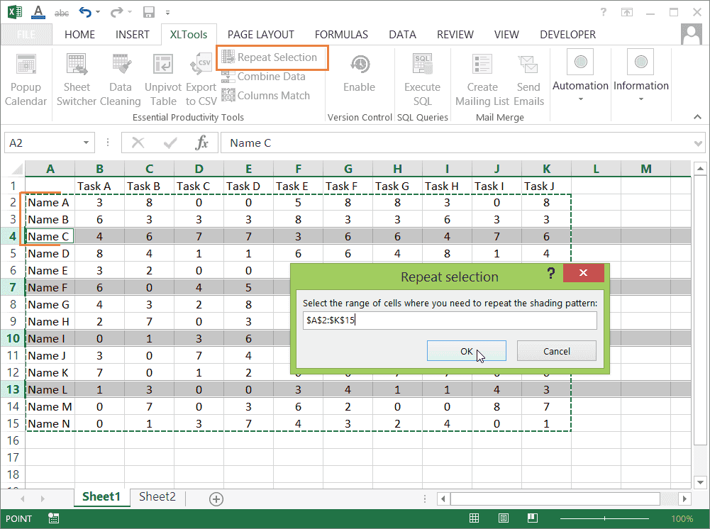 How to select every other row in Excel
