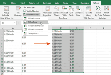 How to fill blank cells to the right
