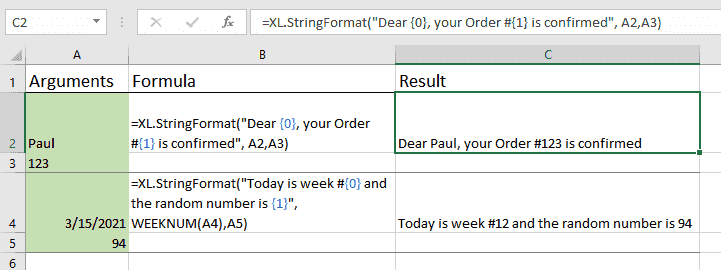 How to use StringFormat function for Excel: formula and results