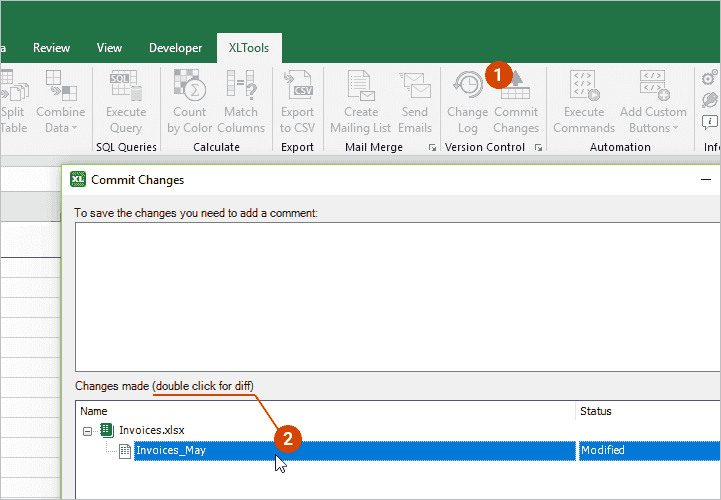 Version Control: how to preview and diff changes before commit