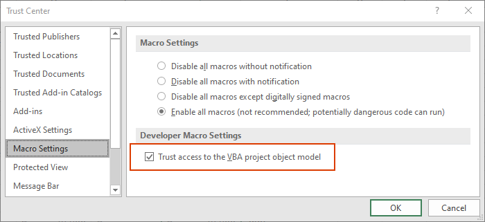 XLTools Version Control: enable developer macro settings