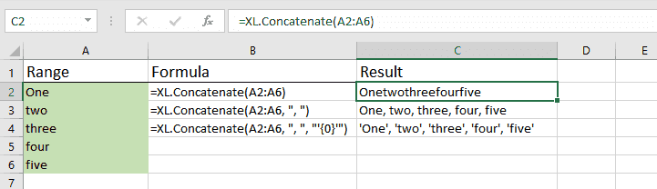 How to use Concatenate function for Excel: formula and results