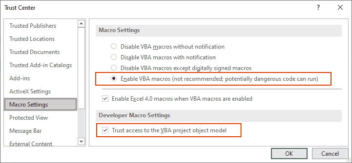 XLTools Loop Macro: enable developer macro settings