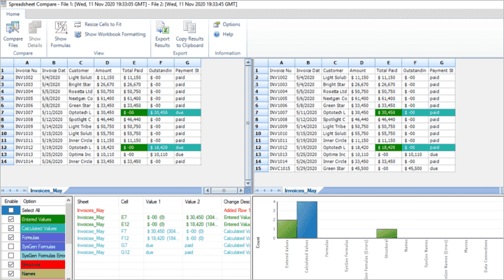 Version Control: compare two workbook versions in detail with Inquire plugin