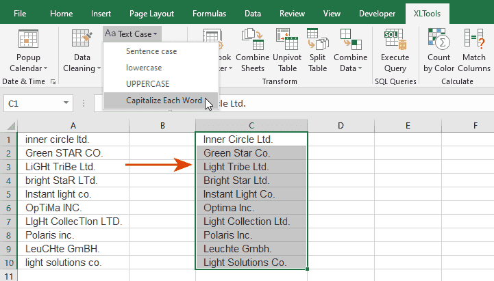 How to convert text in Excel to proper case